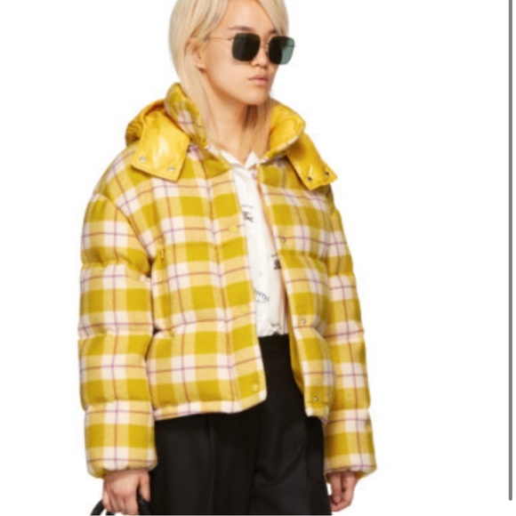 Moncler yellow check down caille jacket-size2 - Picture 5 of 6